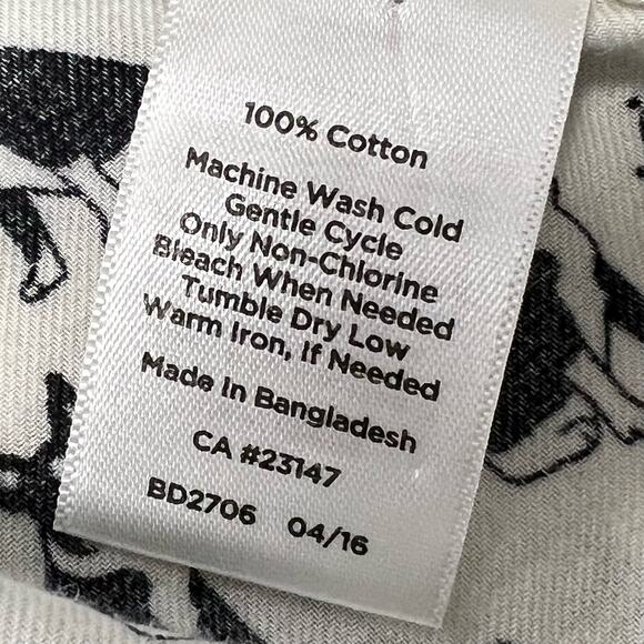 Talbots French Bull Dog Blouse Small Black White Cotton Novelty Print Button Top - Picture 10 of 12